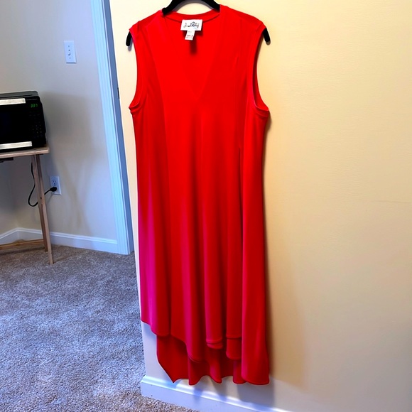 Coral Joseph Ribkoff Asymetrical Misi Dress - Picture 1 of 5